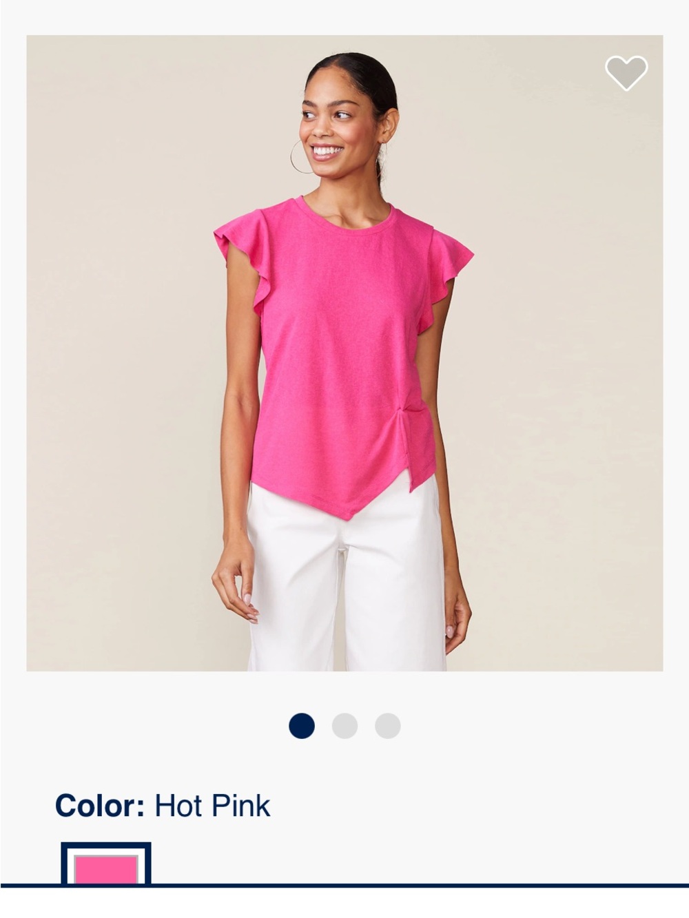 Anthem the Label Hot Pink Flutter Sleeve Tie-Detail Top